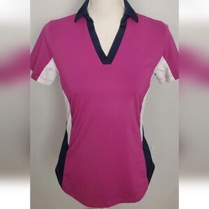 NWT Lady Hagen Magenta Polo with Navy and White Accents XL Gift Golf Pickleball